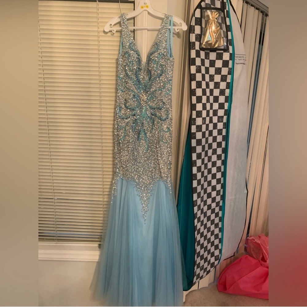 Blue and Silver Evening Gown - Picture 8 of 14